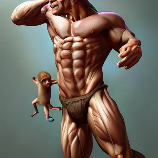 Image similar to muscular monkey , digital art by Mandy Jurgens and Irina French and Heraldo Ortega , hyperdetailed, artstation, cgsociety