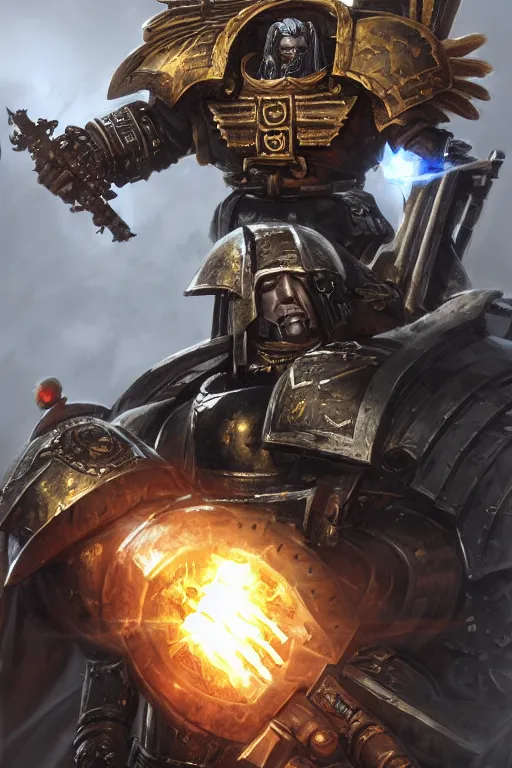 Image similar to armor portrait heros warhammer 4 0 k horus heresy fanart - the primarchs emperor by johannes helgeson animated with vfx concept artist & illustrator global illumination ray tracing hdr fanart arstation zbrush central hardmesh 8 k octane renderer comics stylized