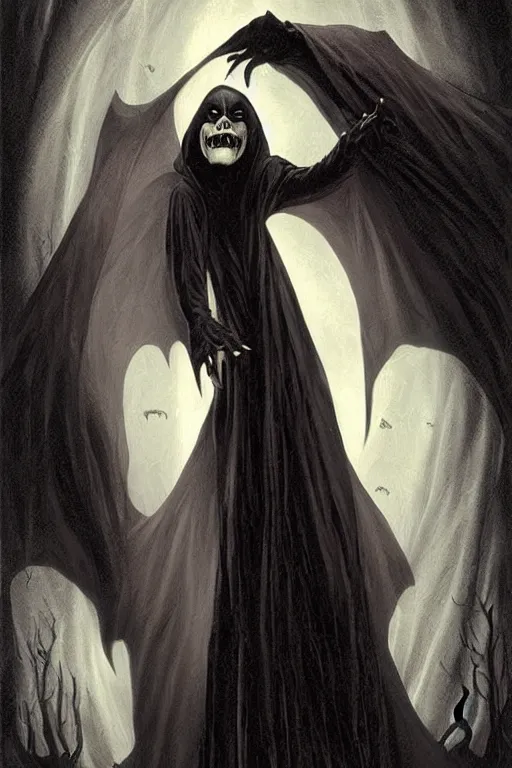 Image similar to nosferatu vampire with visible fangs, poster art by Chris Rallis gothic art, wiccan, macabre