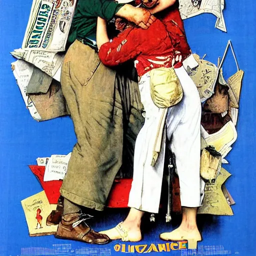 Image similar to The Saci perere, movie poster, artwork by Norman Rockwell