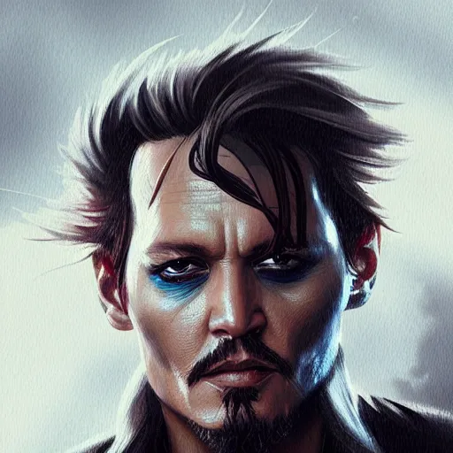 Image similar to “ portrait of johnny depp by greg rutkowski, young, attractive, highly detailed portrait, scifi, digital painting, artstation, concept art, smooth, sharp foccus ilustration, artstation hq ”