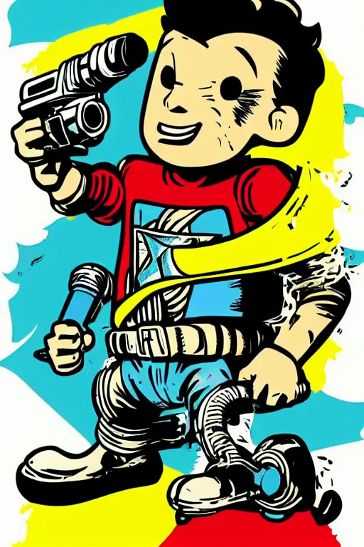 Image similar to fallout 7 6 retro futurist illustration art by butcher billy, sticker, colorful, illustration, highly detailed, simple, smooth and clean vector curves, no jagged lines, vector art, smooth andy warhol style