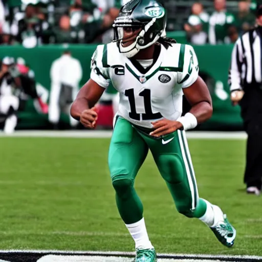 Image similar to Cam newton in a New York jets uniform .