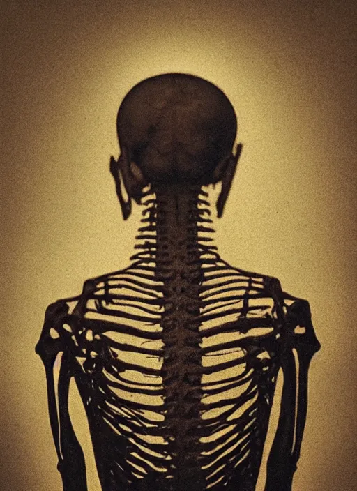 Image similar to the back of a woman’s head, made of leaf skeleton, in the style of the Dutch masters and Gregory Crewdson, dark and moody