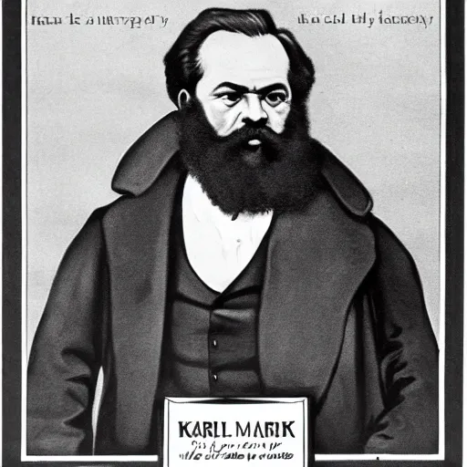 Prompt: karl marx cologne advertisement, black and white