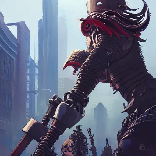 Image similar to cyberpunk viking helmet mask warrior goddess robot ninja fantasy, art gta 5 cover, official fanart behance hd artstation by jesper ejsing, by rhads, makoto shinkai and lois van baarle, ilya kuvshinov, ossdraws