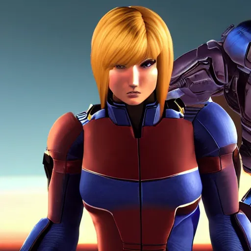 Prompt: Samus Aran in Mass Effect