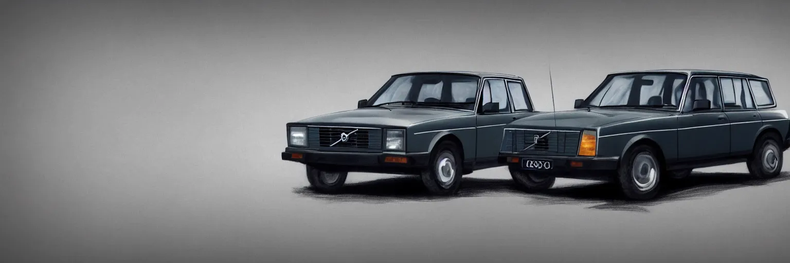 Image similar to concept art of a volvo 240, high detail, high definition, 8k