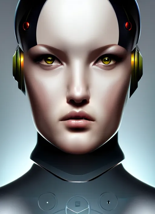Image similar to portrait of female android, concept art, symmetrical, elegant, smooth, sharp focus, digital painting by fra angelico, greg ruthkowski, artstation