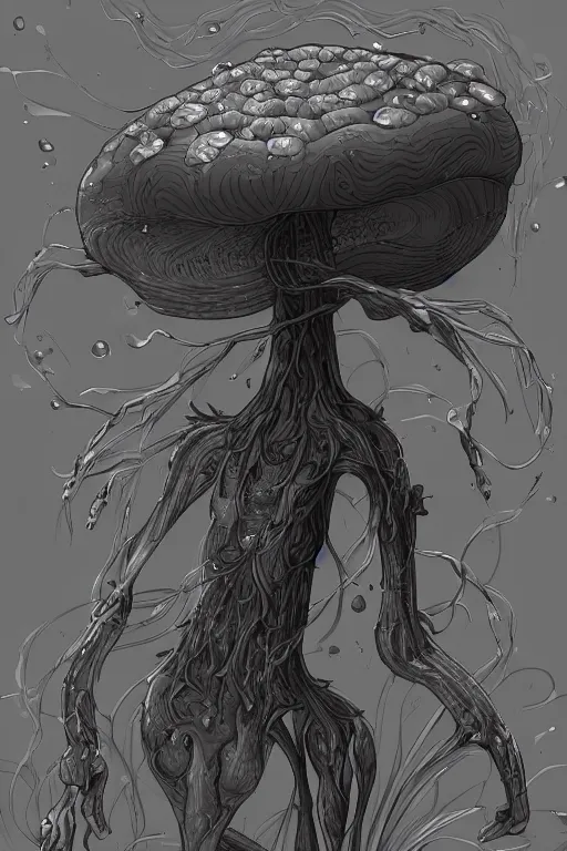 Image similar to a humanoid figure mushroom creature, highly detailed, digital art, sharp focus, trending on art station, plant, anime art style