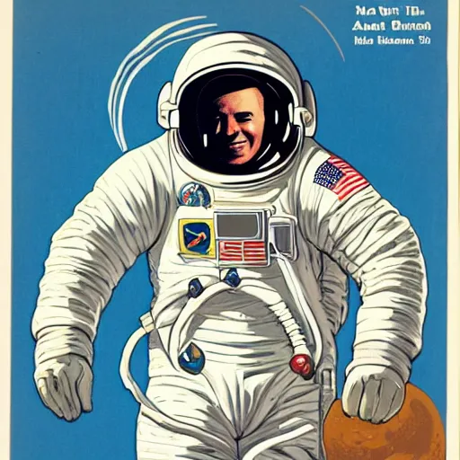 Image similar to astronaut full body portrait, Vintage Magazine Illustration