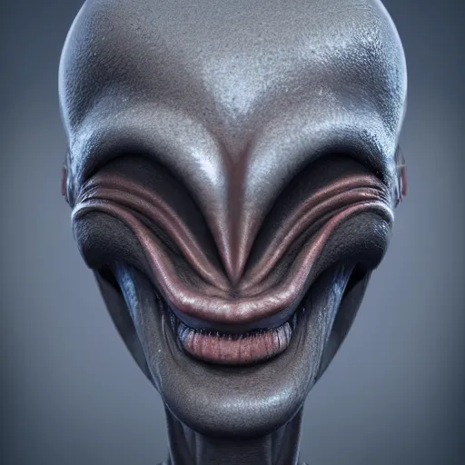 Image similar to an alien face, octane render, hyper realistic, 8k resolution