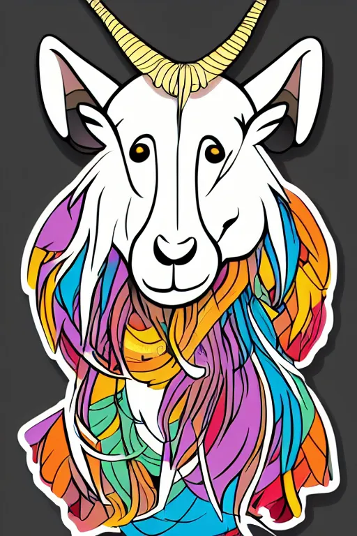 Image similar to Portrait of a savage goat, anime, sticker, colorful, illustration, highly detailed, simple, smooth and clean vector curves, no jagged lines, vector art, smooth