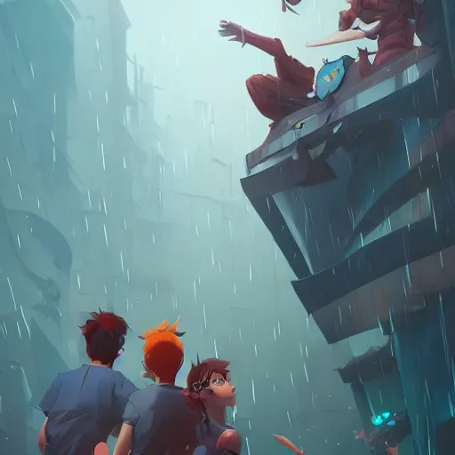 Image similar to hero world singing in the rain, behance hd by jesper ejsing, by rhads, makoto shinkai and lois van baarle, ilya kuvshinov, rossdraws global illumination