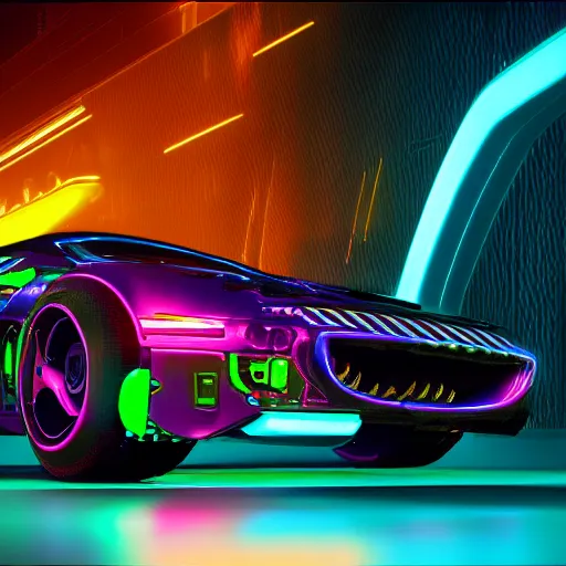 Prompt: a neon cyberpunk jaguar, octane render