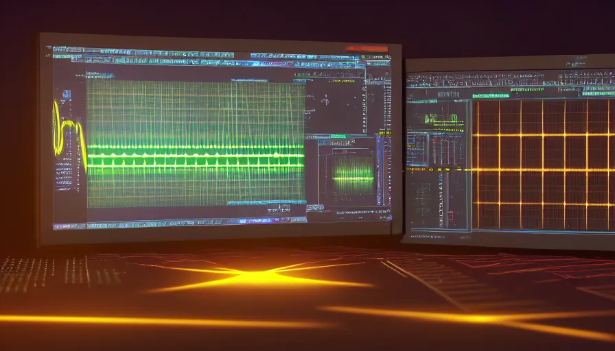 Image similar to rct screen showing oscilloscope on old soviet machine, volumetric lighting, photorealistic rendering, artstation, redshift, octane, golden ratio