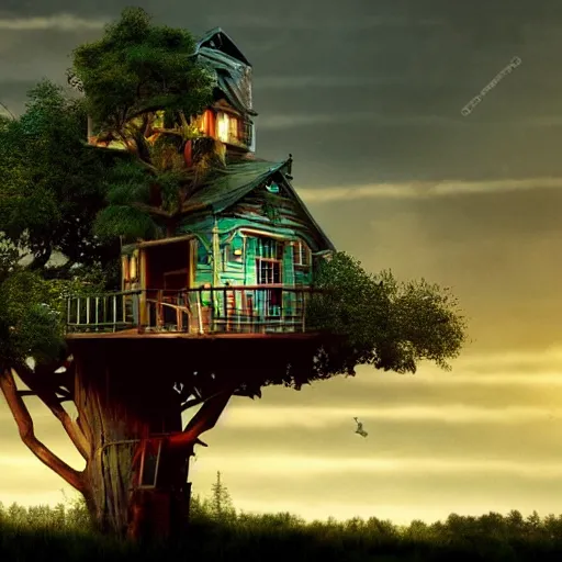 Image similar to tree house, histroric. cinematic, perfect lighting, myitical, giant, highly detailed