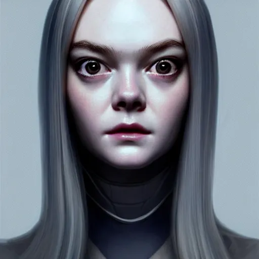 Image similar to symmetry!! portrait of elle fanning in irobot, horror, fashion, dark!! intricate, elegant, highly detailed, digital painting, artstation, concept art, smooth, sharp focus, illustration, art by artgerm and frank frazetta and peter paul rubens