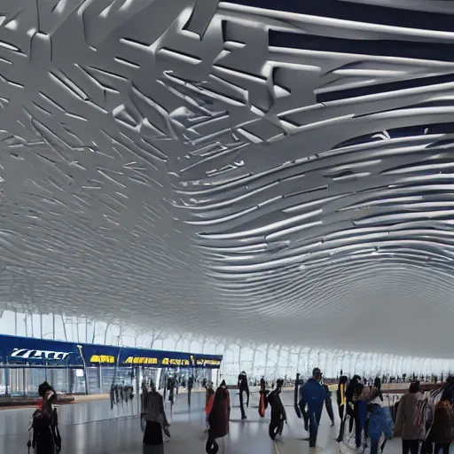 Prompt: LaGuardia Airport designed by Zaha Hadid