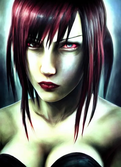 Image similar to administrator of nightmare realm Tifa Lockhart stares intently at you. ultra detailed painting at 16K resolution and epic visuals. epically surreally beautiful image. amazing effect, image looks crazily crisp as far as it's visual fidelity goes, absolutely outstanding. vivid clarity. ultra. iridescent. mind-breaking. mega-beautiful pencil shadowing. beautiful face. Ultra High Definition. processed twice. polished marble.