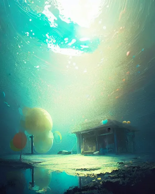 Prompt: emma stone, underwater bubbly scenery, radiant light, ismail inceoglu