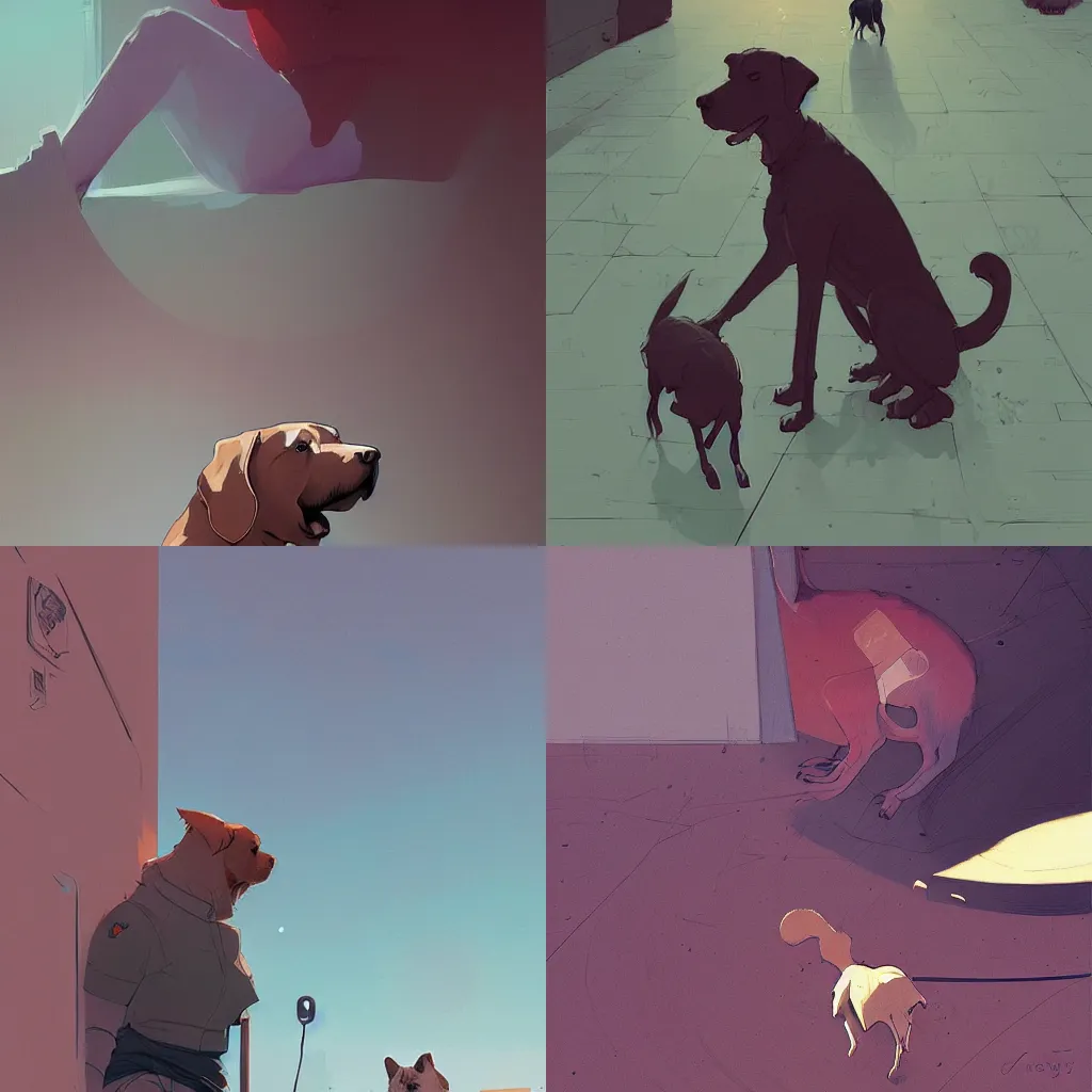 Prompt: dog by moebius and atey ghailan by jases gurney