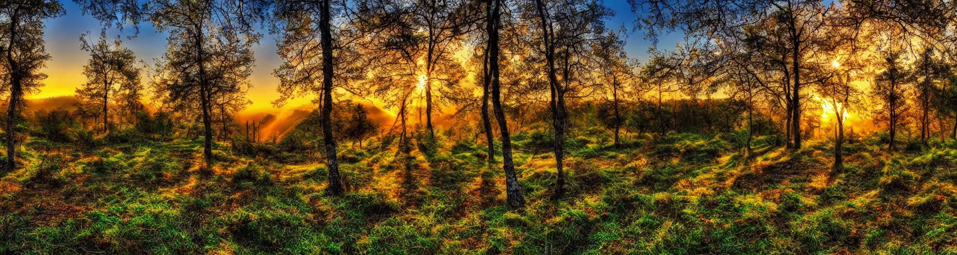 Image similar to beautiful forest landscape of greece with a majestic sunrise, art, high detail, high definition, photorealistic, hdr,