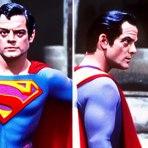 Prompt: David Jason as Superman, photo, movie still, realistic