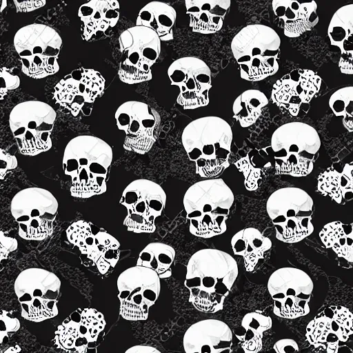 Image similar to texture of a textile with black roses shaped like skulls