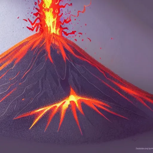 Prompt: volcano, concept art, illustrated, highly detailed, high quality, bright colors, optimistic,