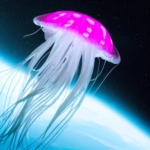 Prompt: Photo of a jellyfish in space