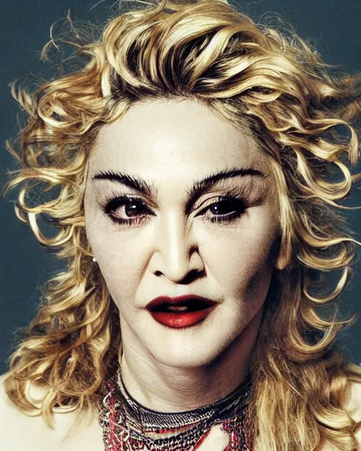 Image similar to singer Madonna as an anthropomorphic Hippo, photorealistic, photographed in the style of Annie Leibovitz