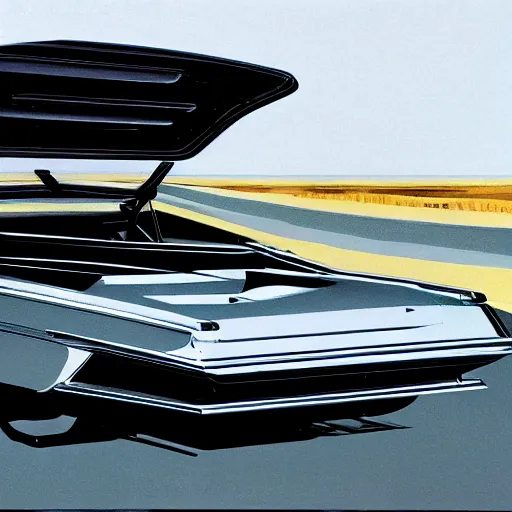 Prompt: concept art for a car with built - in bbq pit, illustrated by syd mead, high quality