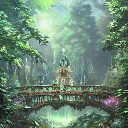 Image similar to beautiful ancient magical overgrown secret place, mysetrious etherial mesmerizing atmosphere, beautiful midnight lighting, extremely intricate, hyper detailed, hd, masterpiece, legend of zelda, studio ghibli