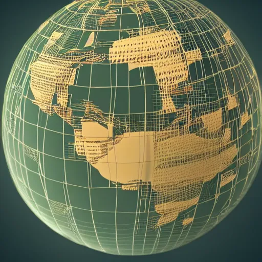 Image similar to an isometric globe with famous 3 d landmarks on it, 3 d render, 3 d model, smooth, ray tracing