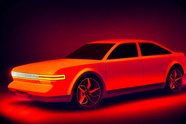 Image similar to stylized poster of a single ford taurus sho concept, thick neon lights, ektachrome photograph, volumetric lighting, f 8 aperture, cinematic eastman 5 3 8 4 film