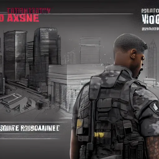 Image similar to “ rtx on, 3 0 9 0 capable, 2 1 savage in counter terrorist uniform, fighting crime in the city of atlanta, unreal engine, concept art ”