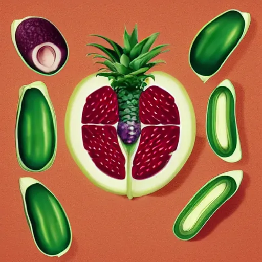 Image similar to cookbook illustrations of fruit that look like human body parts