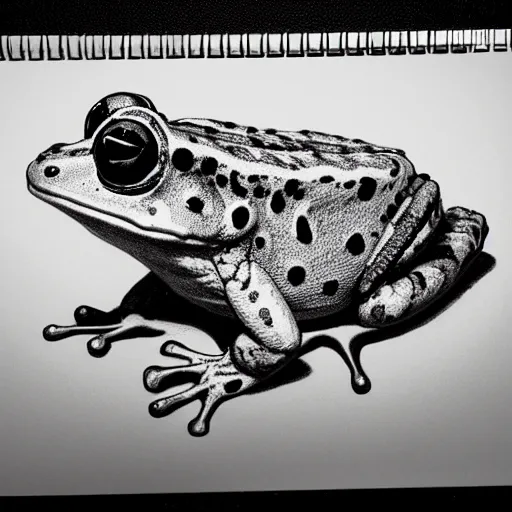 Prompt: cute frog, pencil sketch, concept art