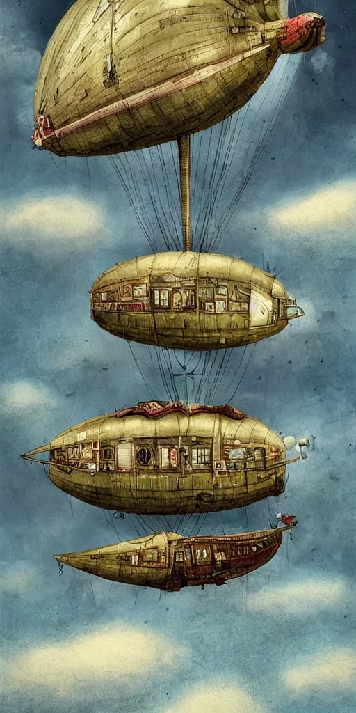 Prompt: a vintage living airship by alexander jansson