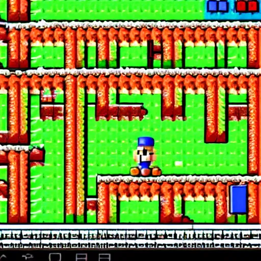 Prompt: a screenshot from supermario 8-bit nintendo game with a dwarf as a main character