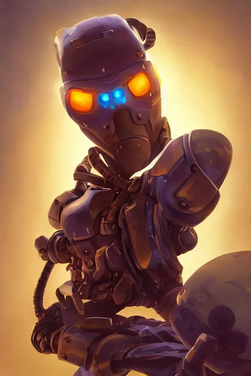 Image similar to epic mask helmet robot ninja portrait stylized as fornite style game design fanart by concept artist gervasio canda, behance hd by jesper ejsing, by rhads, makoto shinkai and lois van baarle, ilya kuvshinov, rossdraws global illumination radiating a glowing aura global illumination ray tracing hdr render in unreal engine 5