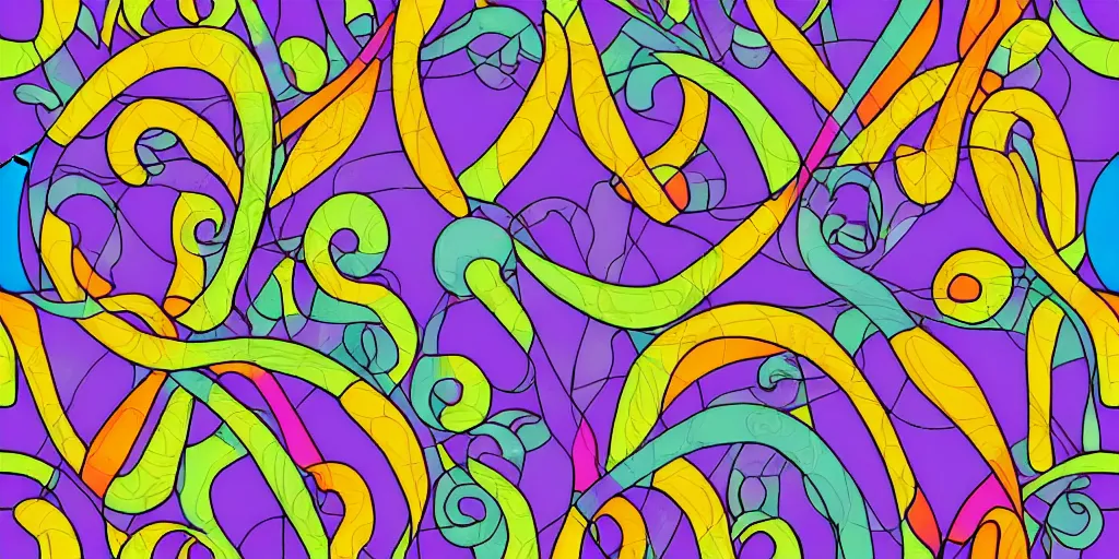 Image similar to seamless pattern of large colorful arches in escher style