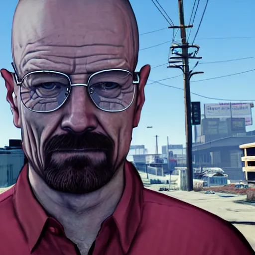 Image similar to walter white, gta 5 style, portrait, cyberpunk