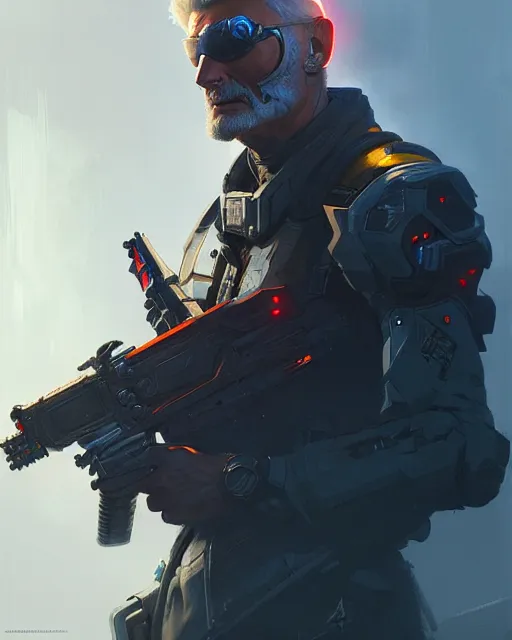 Image similar to soldier 7 6 from overwatch, character portrait, concept art, intricate details, highly detailed by greg rutkowski, michael whelan and gustave dore