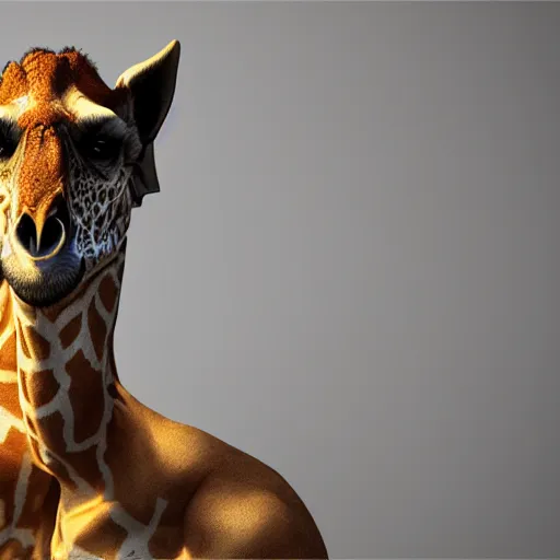 Image similar to A Therianthropy Giraffe Man, hyperdetailed, artstation, cgsociety, 8k