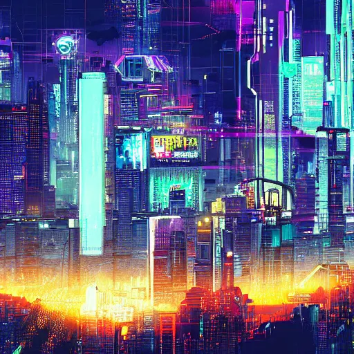 Prompt: cyberpunk megalopolis