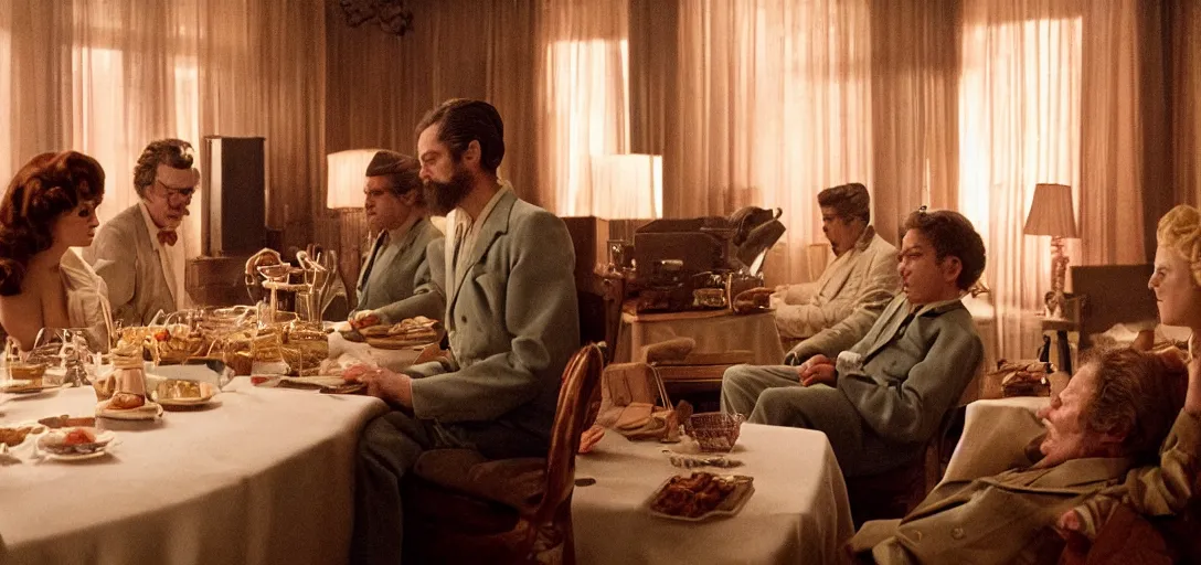 Image similar to a very high resolution image from a new movie. a party in the high life. photorealistic, photography, directed by stanley kubrick