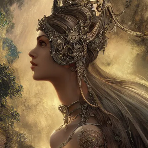 Prompt: beautiful princess, intricate detail, royo, klimt, miro, vallejo, frazetta, giger, whealan, hd, unreal engine,