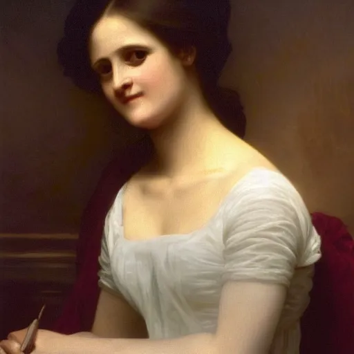 Image similar to painting of mary shelley. art by william adolphe bouguereau. during golden hour. extremely detailed. beautiful. 4 k. award - winning.